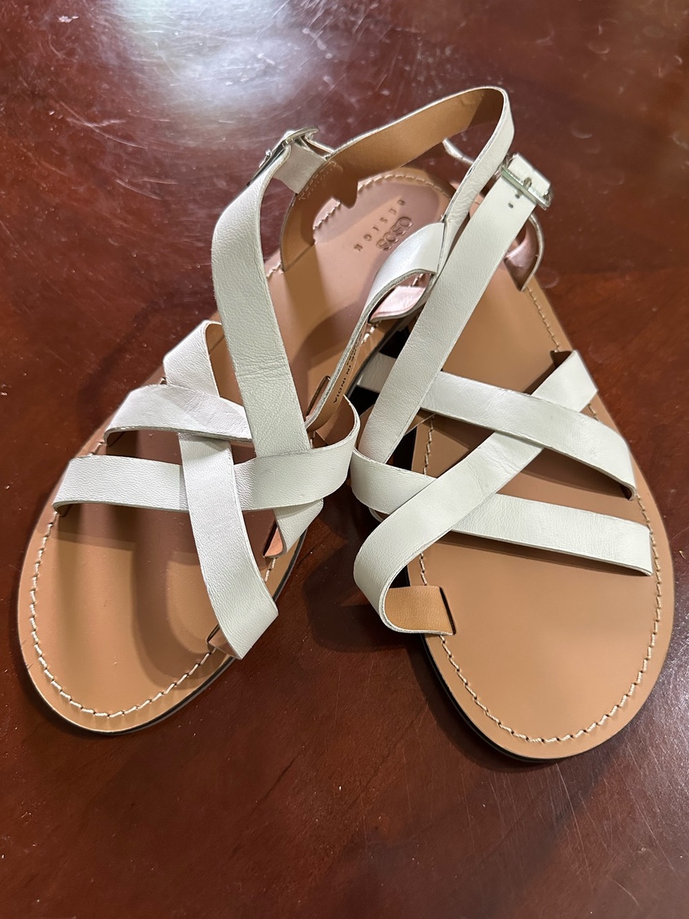 ASOS DESIGN Wide Fit Vermont leather slingback flat sandals in white